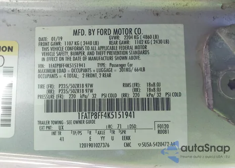 2019 Ford Mustang Gt Premium z USA, uszkodzony, nr VIN 1FATP8FF4K5151941